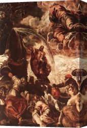 Moses Canvas Paintings - Moses Drawing Water from the Rock [detail 1] by Jacopo Robusti Tintoretto